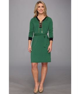 MICHAEL Michael Kors Petite Printed Lace Up Combo Dress Womens Dress (Green)