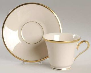 Lenox China Eternal Footed Cup & Saucer Set, Fine China Dinnerware   Wide Gold T