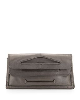 Cutout Handle Fold Over Clutch, Charcoal