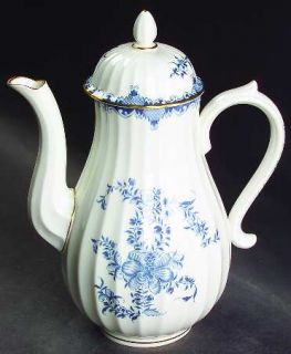Royal Worcester Mansfield Blue Mini Coffee Pot & Lid, Fine China Dinnerware   Bl