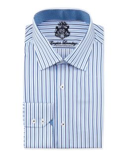 Long Sleeve Striped Sport Shirt, Navy