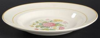 Salem Victorian Rose Rim Soup Bowl, Fine China Dinnerware   Pink & Yellow Flower