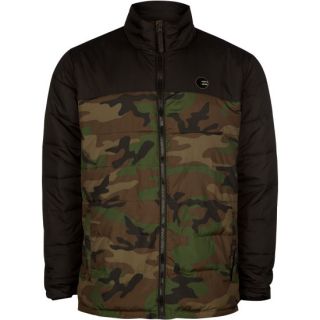 All Day Mens Puffer Jacket Camo Green In Sizes Small, Medium, Large,