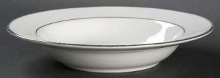 Minton Silver Laurel Rim Soup Bowl, Fine China Dinnerware   White Laurel On Rim,