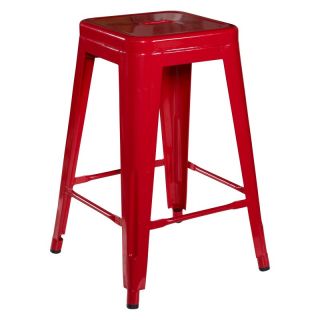 Linon Red Square Metal Backless Bar Stool   Set of 2   03242RED 02 AS U