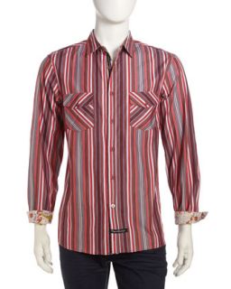 Fleet Sport Shirt, Red/Black Stripe