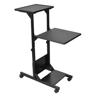 Offex Black Mobile Height Adjustable Presentation Projector Stand (Black Materials MetalDimensions 18 1/4 inches wide x 29.5 inches deepHeight can be adjusted from 40.5 inches to 48 inchesNumber of shelves Two (2)Weight limit 400 poundsModel OF ATC33