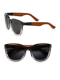 The Row Square Acetate & Leather Sunglasses   Grey Brown