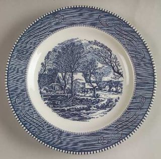 Royal (USA) Currier & Ives Blue Luncheon Plate, Fine China Dinnerware   Blue Sce