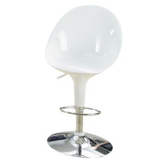 Sybill Adjustable White Chrome Finish Air Lift Stools (set Of 2) (White Materials: ABS seat and back, MetalFinish: Chrome Adjustable air lift stoolDimensions: 36 inches high x 18.5 inches wide x 20 inches deep )
