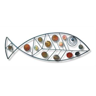 Iron Werks Dappled Fish Wall Sculpture (Gray and redMaterials: 100 percent metalSpecial Features: Ready to hangDimensions: 37 inches high x 13.5 inches wide x 4.5 inches deep )