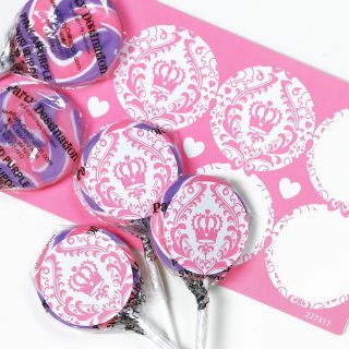 Elegant Princess Damask Small Lollipop Sticker Kit