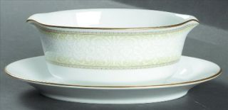 Noritake Eugenia Gravy Boat with Attached Underplate, Fine China Dinnerware   Wh