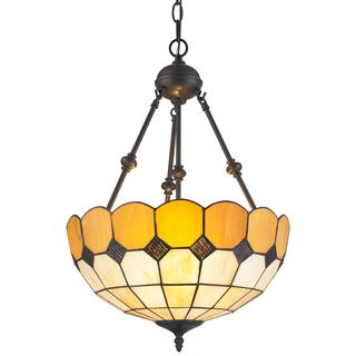 Amora Lighting Tiffany Style Amber Hanging Lamp