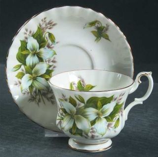 Royal Albert Trillium Footed Cup & Saucer Set, Fine China Dinnerware   White Flo