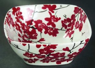222 Fifth (PTS) Mia Blossoms Red (Soft Square) Soup/Cereal Bowl, Fine China Dinn