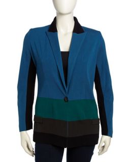 Colorblocked Stretch Knit Jacket, Womens