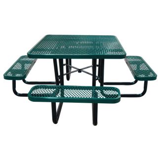 Leisure Craft Commercial Square Expanded Metal Picnic Table Black   T46SQIG 
