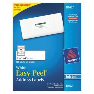 Avery 1 1/3 x 4 Inkjet Easy Peel Address Labels   White (350 Per Pack)