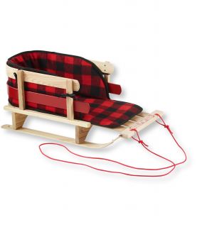 Pull Sled With Cushion And Buffalo Plaid Cushion Cover, Small