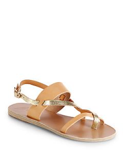 Ancient Greek Sandals Alethea Two Tone Leather Sandals   Cracked Gold