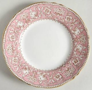 Crown Staffordshire Ellesmere Pink Salad Plate, Fine China Dinnerware   White Fl