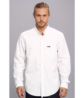 Members Only Oxford Cotton Shirt Mens Long Sleeve Button Up (White)