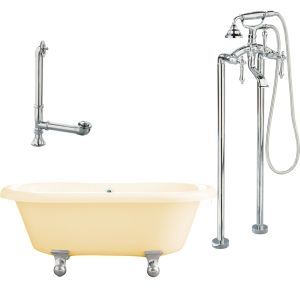 Giagni LP2 PC B Portsmouth Cannonball Foot Dual Tub, Floor Mount Faucet with Han