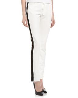 Ponte Band Skinny Jeans, Creme/Black