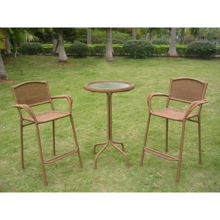 Hamilton Resin Wicker Bar Height Patio Bistro Set   3187 AB