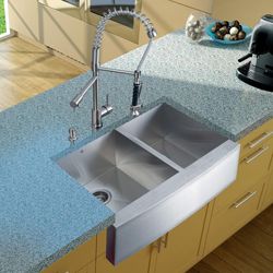 Vigo Farmhouse 36x20 inch Stainless Steel Kitchen Sink/ Faucet/ Two Strainers/ Dispenser