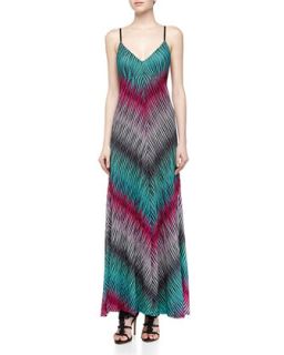 Pliss� Point Stripe Print Maxi Dress, Aqua