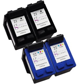 Sophia Global Remanufactured Ink Cartridge Replacement For Hp 21 And Hp 22 (2 Black, 2 Color) (2 Black, 2 TricolorPrint yield: Up to 190 pages per black cartridge and up to 165 pages per color cartridgeModel: SG2eaHP212eaHP22Pack of: 4We cannot accept ret