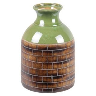 11.5 Vase With Brick Pattern   Green