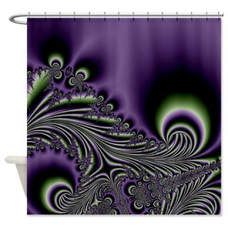  Elegant Purple and Green Fractal Swirls Shower Cur  Use code FREECART at Checkout