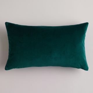 Bistro Green Velvet Lumbar Pillow   World Market