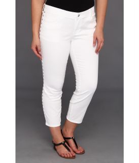 DKNY Jeans Plus Size City Skinny With Studded Tuxedo Stripe in White Womens Jeans (White)