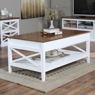 Hayneedle Belham Living Hampton Lift Top Coffee Table   White/Oak   KG 044 WO