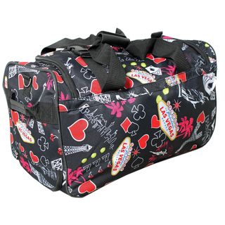 Rockland Deluxe 22 inch Black Las Vegas Carry on Rolling Duffle Bag (600 denier polyesterDimensions: 12 inches high x 11 inches wide x 22 inches longWeight: 4.8 poundsCarrying strap/handle Wheeled )