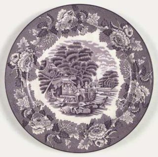 Enoch Wood & Sons English Scenery Purple Dinner Plate, Fine China Dinnerware   P