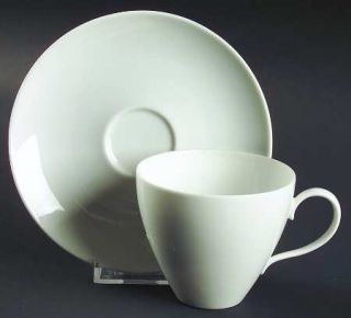 Johann Haviland Eva White Flat Cup & Saucer Set, Fine China Dinnerware   All Whi