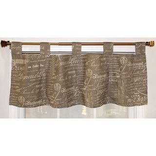 French Script Taupe Cotton Tab Top Valance
