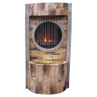 Alpine Fire Fountain with LED Lights and Round Fire Box Multicolor   GXT618S