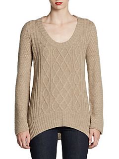 Marley Cashmere Hi Lo Hem Sweater   Natural