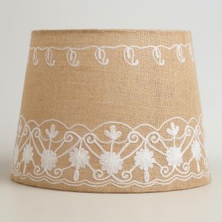 Floral Embroidered Burlap Table Lamp Shade   World Market