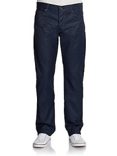 Standard Fit Dark Wash Denim Jeans   Coated Blue