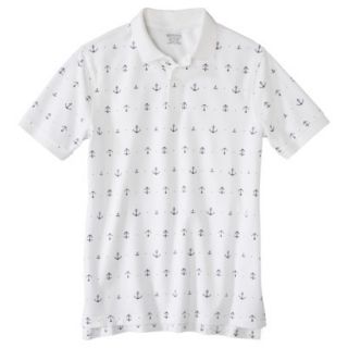Merona Mens Interlock Polo Shirt   White Anchor Print XL