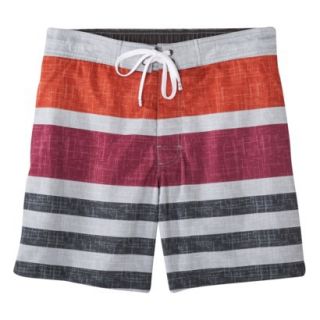Merona Mens 7 Board Shorts   Gray Stripe XXXL