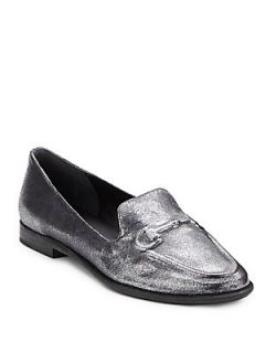 Bina Metallic Leather Loafers   Silver